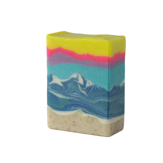 Ocean inspired soap on a white background