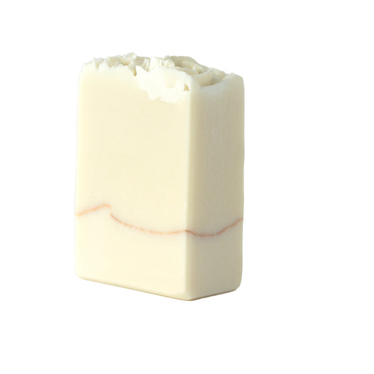 White bar os soap with a gold mica line and hand piped soap roses