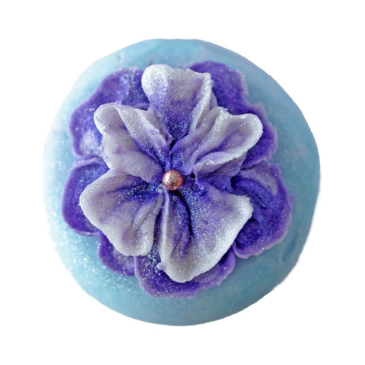 Bubblebath with flower on a white background
