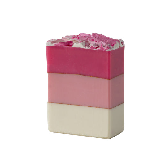 Grapefruit soap with three layers and a floral top